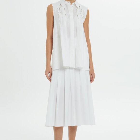 Shirt Collar Pleated Detailed White Blouse - Picture 6 of 7